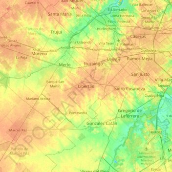 Carte topographique Libertad, altitude, relief