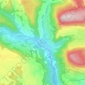 Carte topographique Achdorf, altitude, relief