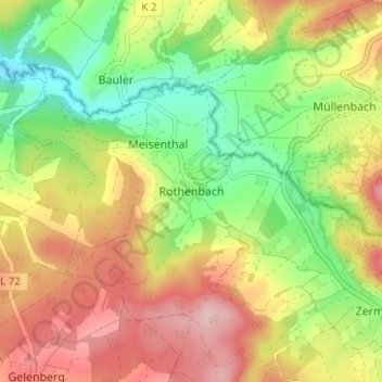 Carte topographique Rothenbach, altitude, relief
