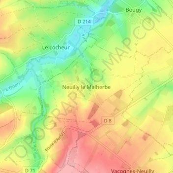 Carte topographique Neuilly le Malherbe, altitude, relief