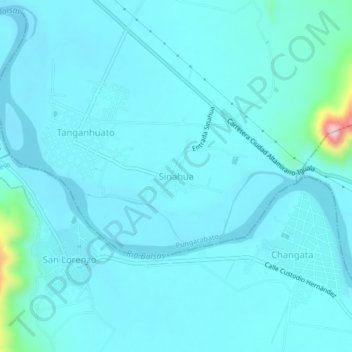 Carte topographique Sinahua, altitude, relief