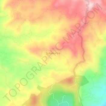 Carte topographique Sukakarya, altitude, relief