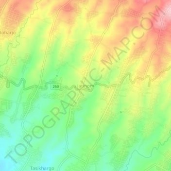 Carte topographique Jatinom, altitude, relief