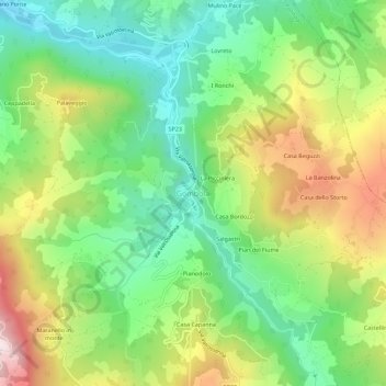 Carte topographique Gombola, altitude, relief