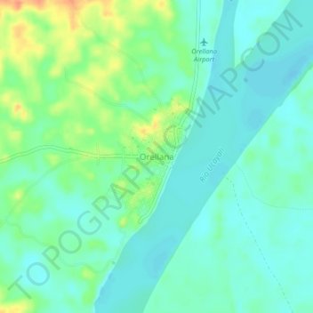 Carte topographique Orellana, altitude, relief