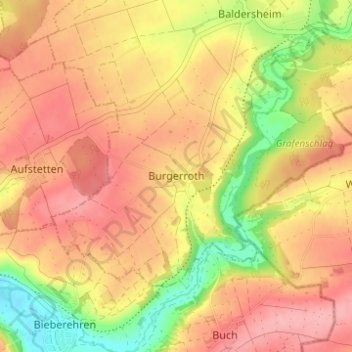 Carte topographique Burgerroth, altitude, relief