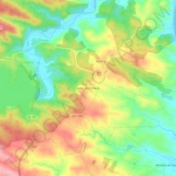 Carte topographique Fonte do Penedo, altitude, relief
