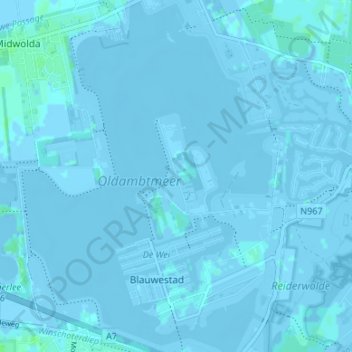 Carte topographique Meerland, altitude, relief