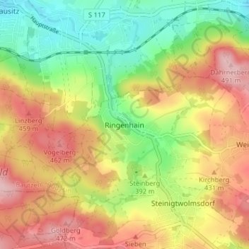 Carte topographique Ringenhain, altitude, relief