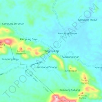 Carte topographique Teng Bukap, altitude, relief