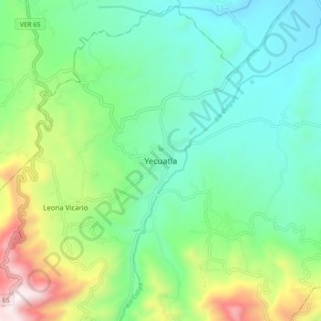 Carte topographique Yecuatla, altitude, relief