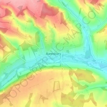 Carte topographique Ramsbury, altitude, relief