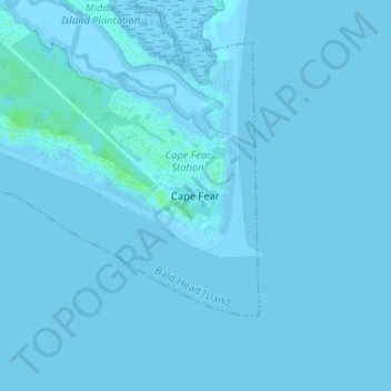 Carte topographique Cape Fear, altitude, relief