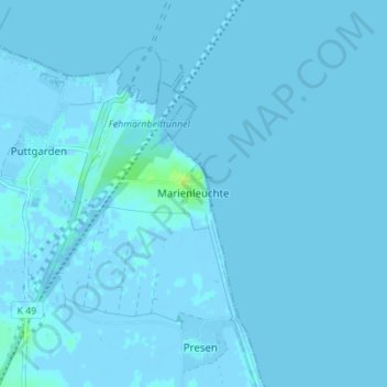 Carte topographique Marienleuchte, altitude, relief