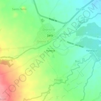 Carte topographique Burabud, altitude, relief