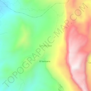 Carte topographique San Roque, altitude, relief