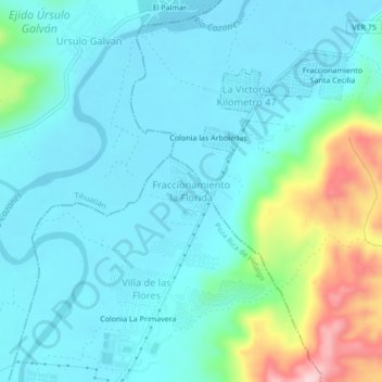 Carte topographique Fraccionamiento la Florida, altitude, relief