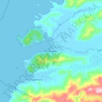 Carte topographique Portobelo, altitude, relief