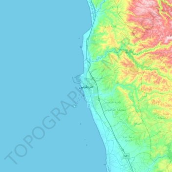 Carte topographique Tartoûs, altitude, relief