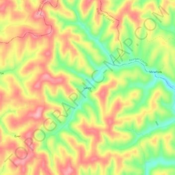 Carte topographique Lacey, altitude, relief