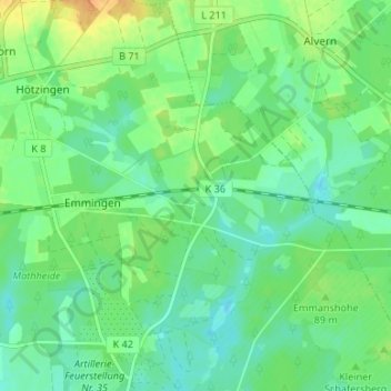 Carte topographique Emhof, altitude, relief