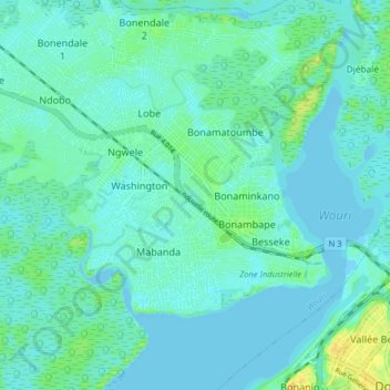 Carte topographique Bonaberi, altitude, relief