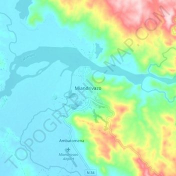 Carte topographique Miandrivazo, altitude, relief