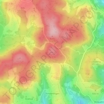 Carte topographique Rütte, altitude, relief