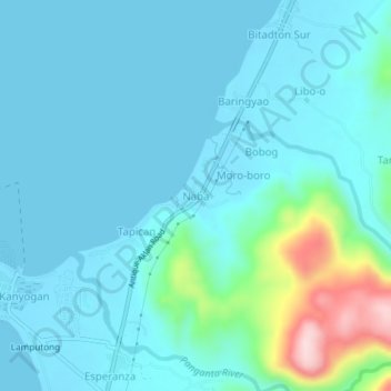 Carte topographique Naba, altitude, relief
