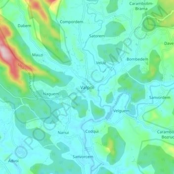 Carte topographique Valpoi, altitude, relief