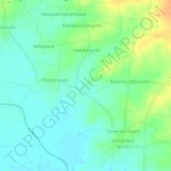 Carte topographique Gandhinagar, altitude, relief