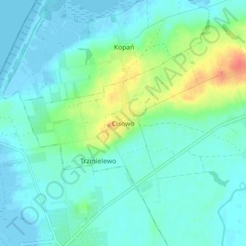 Carte topographique Cisowo, altitude, relief