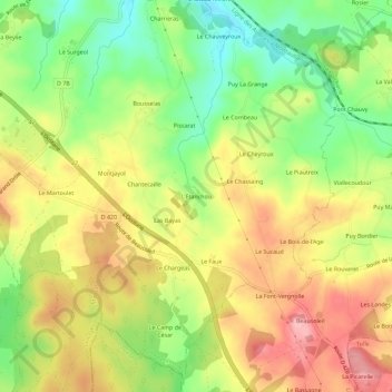 Carte topographique L'Etanchou, altitude, relief