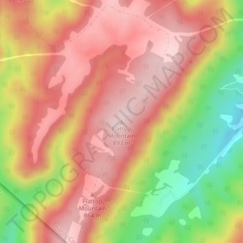 Carte topographique Flattop Mountain, altitude, relief
