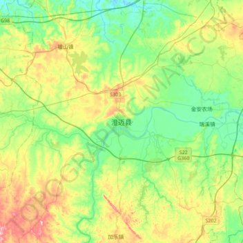 Carte topographique Chengmai County, altitude, relief