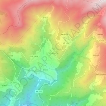 Carte topographique Tulha Nova, altitude, relief