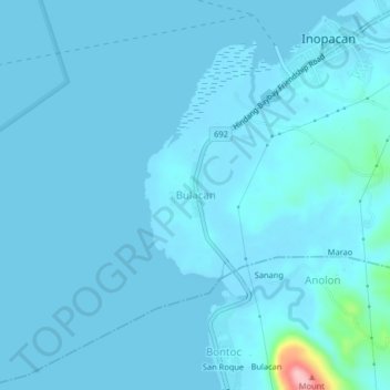 Carte topographique Bulacan, altitude, relief