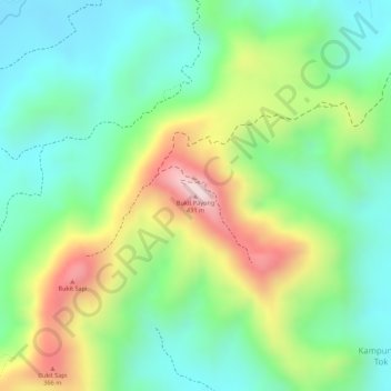 Carte topographique Bukit Payong, altitude, relief
