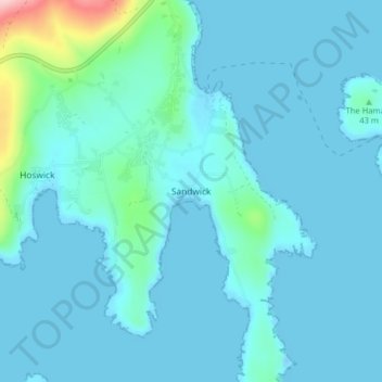 Carte topographique Sandwick, altitude, relief