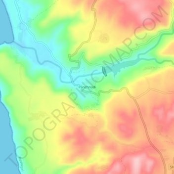 Carte topographique Panchnadi, altitude, relief