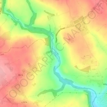 Carte topographique Upper Glanmire Bridge, altitude, relief