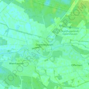 Carte topographique Oppershausen, altitude, relief