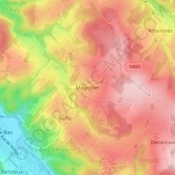 Carte topographique Magoster, altitude, relief