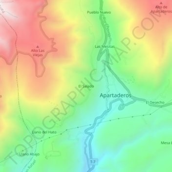 Carte topographique El Salado, altitude, relief
