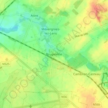Carte topographique Brugelette, altitude, relief