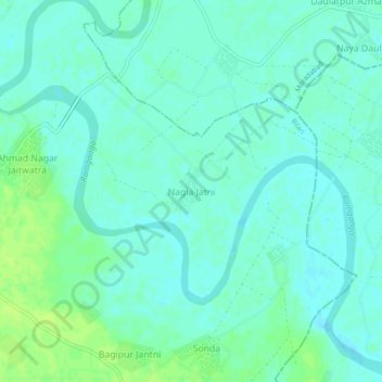 Carte topographique Nagla Jatni, altitude, relief