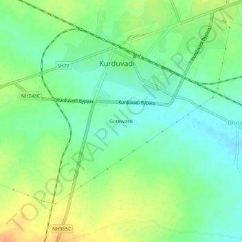 Carte topographique Gorewasti, altitude, relief