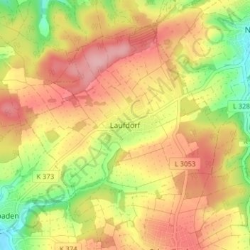 Carte topographique Laufdorf, altitude, relief