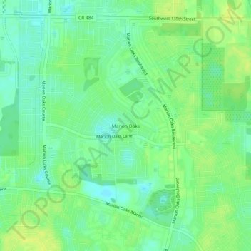 Carte topographique Marion Oaks, altitude, relief