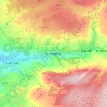 Carte topographique Newmilns, altitude, relief